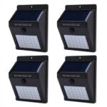 Set 4 lampi solare de perete cu senzor de miscare si lumina cu 30 leduri