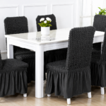 Set 6 huse de scaun, cu volane, Gri