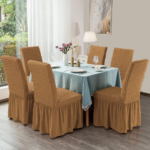 Set 6 huse de scaun, cu volane, Bej