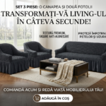Set Huse Elastice, Canapea 3 Locuri + 2 Fotolii, Creponate