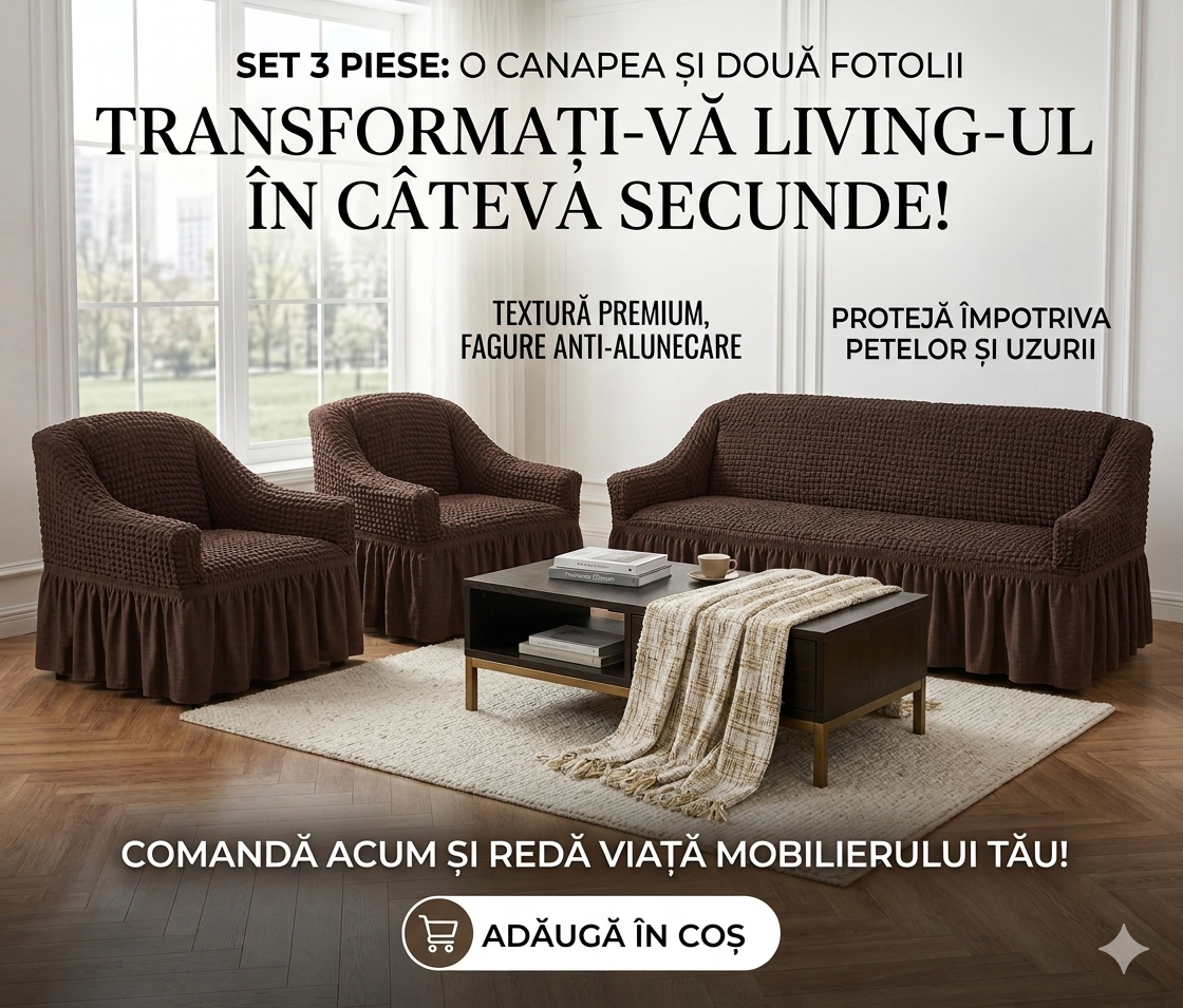 set-huse-fotolii-si-canapea-3-locuri-maro-sale4u