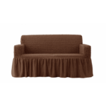 Husa pentru canapea 3 locuri - Creponata cu Volane - maro
