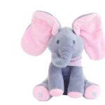 Jucarie de plus interactiva muzicala, Elefantul Cucu-Bau Roz, 30 cm