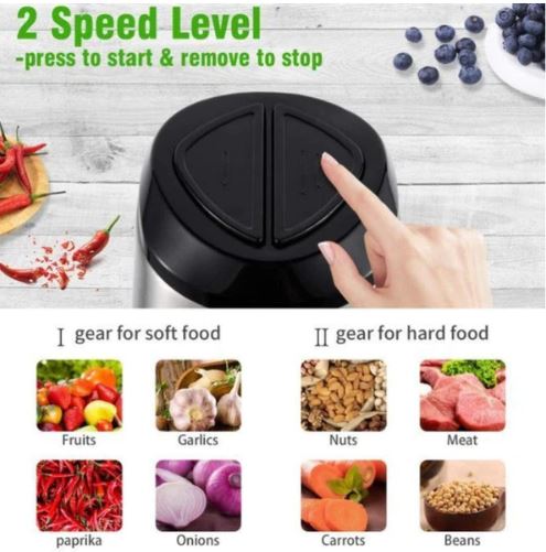 Tocator electric carne si legume, 4 lame inox, 3 viteze, capacitate mare, bol inox 2