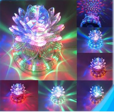 Bec rotativ LED RGB tip floare de lotus 48 LED 15W 1