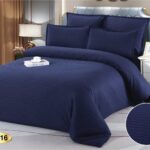 Lenjerie de Pat Dublu, Damasc, 6 Piese, Albastru