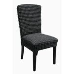 Set 6x Huse elastice universale pentru scaune – Material rezistent, lavabil, montare rapidă, Gri inchis