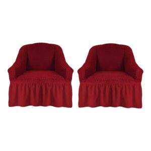 Set 2 huse pentru fotolii, elastice si creponate, Bordo