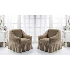 Set 2 huse pentru fotolii, elastice si creponate, Cafea cu lapte