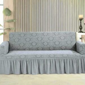 Husa elastică pentru canapea 3 locuri, model Jacquard, Gri deschis