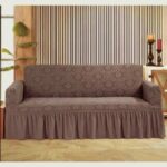 Husa elastică pentru canapea 3 locuri, model Jacquard, Maro