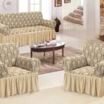 Set huse elastice canapea si fotolii, model Jacquard, Bej