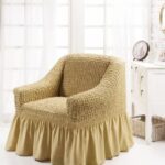 Husă Elastică și Creponată pentru Fotoliu, 1 bucată, Bej