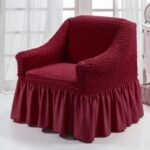 Husă Elastică și Creponată pentru Fotoliu, 1 bucată, Bordo