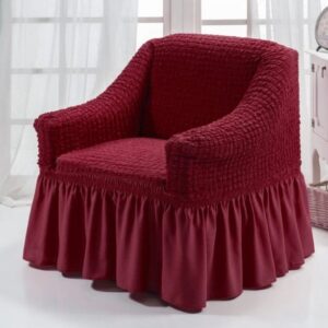 Husă Elastică și Creponată pentru Fotoliu, 1 bucată, Bordo
