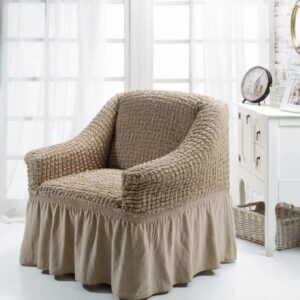 Husă Elastică și Creponată pentru Fotoliu, 1 bucată, Cafea cu lapte