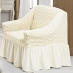 Husă Elastică și Creponată pentru Fotoliu, 1 bucată, Crem