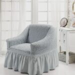 Husă Elastică și Creponată pentru Fotoliu, 1 bucată, Gri deschis