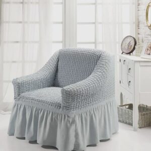 Husă Elastică și Creponată pentru Fotoliu, 1 bucată, Gri deschis