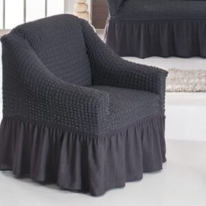 Husă Elastică și Creponată pentru Fotoliu, 1 bucată, Gri inchis