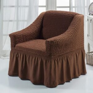 Husă Elastică și Creponată pentru Fotoliu, 1 bucată, Maro