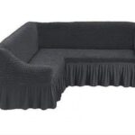 Husă Elastică și Creponată pentru Colțar cu Volănaș, Gri