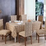 Set 6 Huse Multielastice Jacquard pentru Scaune – Protecție și Stil, Bej