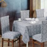 Set 6 Huse Multielastice Jacquard pentru Scaune – Protecție și Stil, Gri deschis