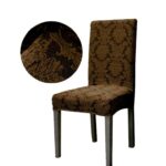 Set 6 Huse Multielastice Jacquard pentru Scaune – Protecție și Stil, Maro