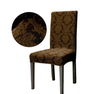 Set 6 Huse Multielastice Jacquard pentru Scaune – Protecție și Stil, Maro