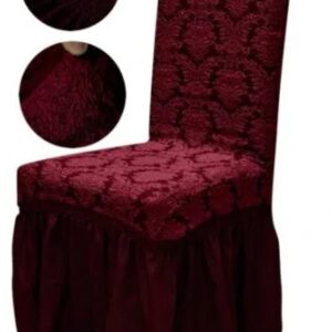 Set 6 Huse Elastice pentru Scaune cu volanas Jacquard, Bordo