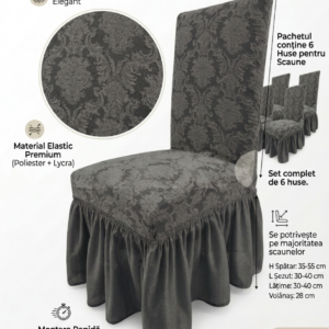 set-6-huse-elastice-pentru-scaune-model-jacquard-cu- volanas-gri-inchis-sale4u