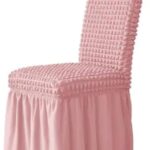 Set 6 huse de scaun, cu volane, Roz