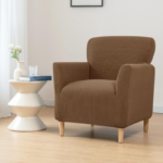 Set 2 Huse Elastice pentru Fotolii, Material Lycra Texturat, Culoare Cafea cu lapte