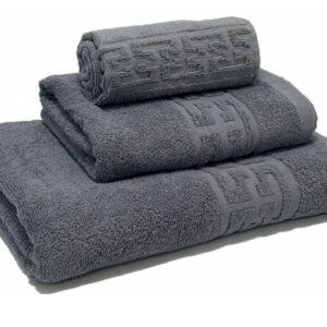 Set 3 Prosoape Baie Bumbac 100% Gri Model Grecesc 500 g