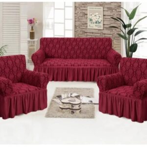 Set huse elastice canapea si fotolii, model Jacquard, Bordo